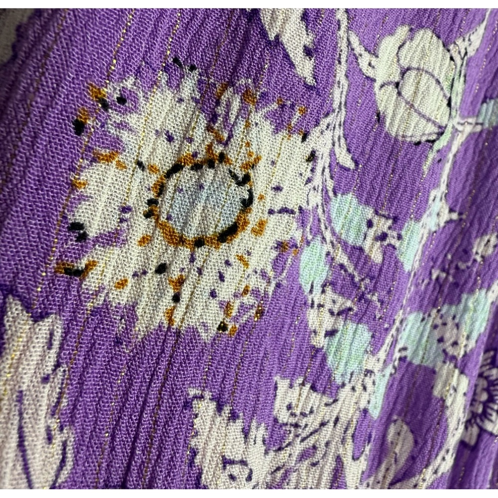 Haute Hippie Purple & Gold Metallic Floral Mini Dress Size large - Picture 3 of 13